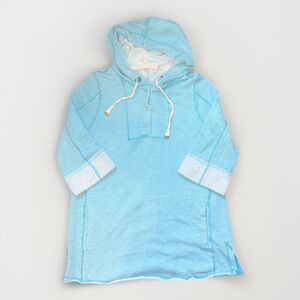 Soft Surroundings Light Blue Hoodie with White Accents